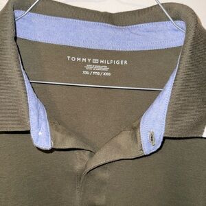 Tommy Hilfiger Men's Green Polo with Blue Collar